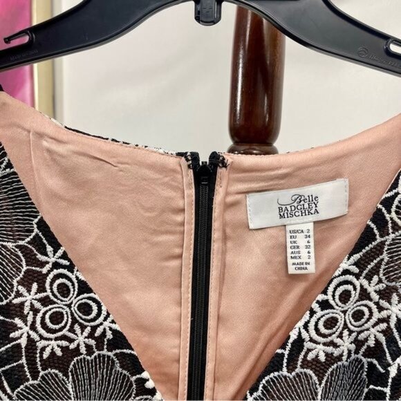 Belle Badgley Mischka Cocktail Fit & Flare Sleeveless Mini Dress 2 - Picture 8 of 10